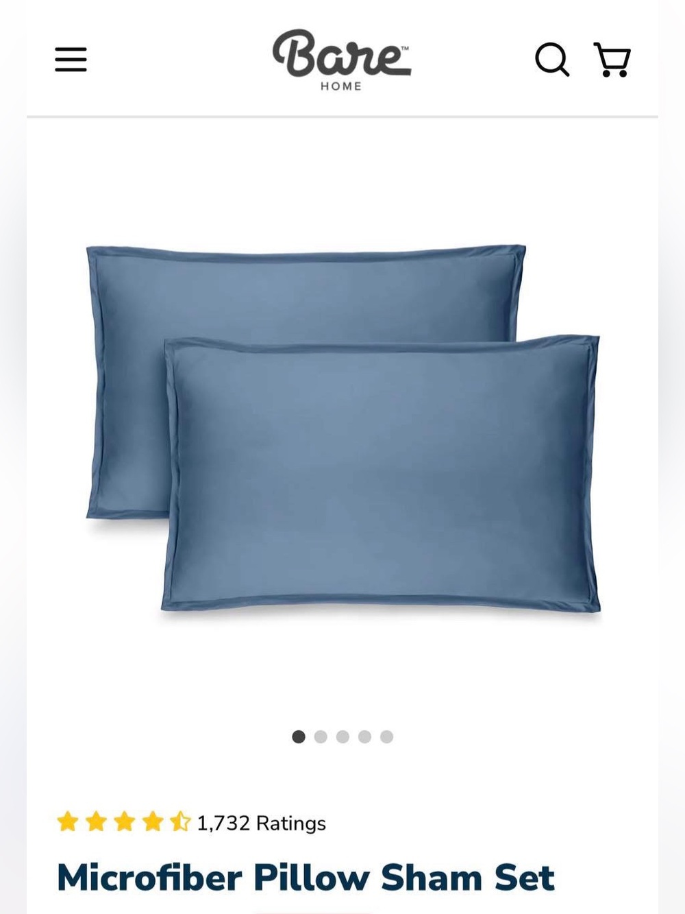 Microfiber Pillow Sham Set -  Coronet Blue